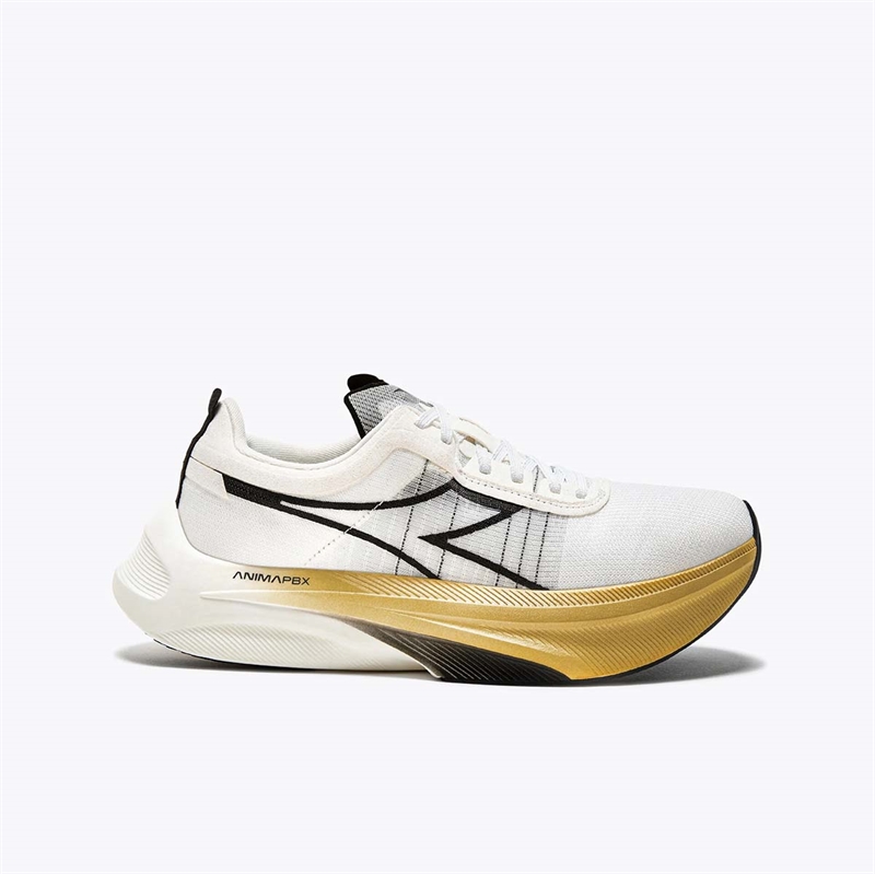 Hvid Diadora Gara Carbon Løbesko Sort Guld - Diadora Runnerschoice